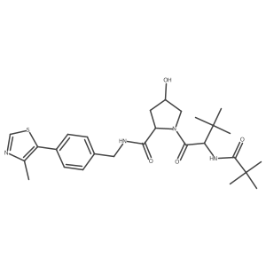 (2S,4R)-1-[(2S)-2-(2,2-dimethylpropanoylamino)-3,3-dimethyl-butanoyl]-4-hydroxy-N-[[4-(4-methylthiazol-5-yl)phenyl]methyl]pyrrolidine-2-carboxamide结构式