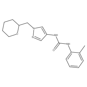 1-(1-((tetrahydro-2H-pyran-2-yl)methyl)-1H-pyrazol-4-yl)-3-(o-tolyl)urea Structure