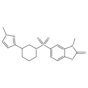 3-methyl-5-((3-(1-methyl-1H-pyrazol-3-yl)piperidin-1-yl)sulfonyl)benzo[d]oxazol-2(3H)-one Structure