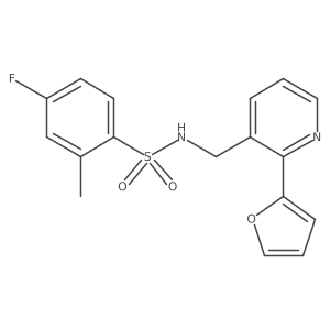 4-fluoro-N-((2-(furan-2-yl)pyridin-3-yl)methyl)-2-methylbenzenesulfonamide Structure