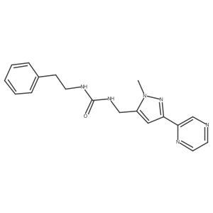 1-((1-methyl-3-(pyrazin-2-yl)-1H-pyrazol-5-yl)methyl)-3-phenethylurea结构式