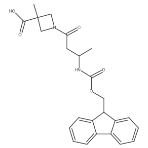 1-[(3R)-3-({[(9H-fluoren-9-yl)methoxy]carbonyl}amino)butanoyl]-3-methylazetidine-3-carboxylic acid结构式