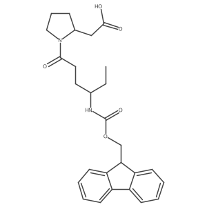 2-[(2S)-1-[4-({[(9H-fluoren-9-yl)methoxy]carbonyl}amino)hexanoyl]pyrrolidin-2-yl]acetic acid结构式
