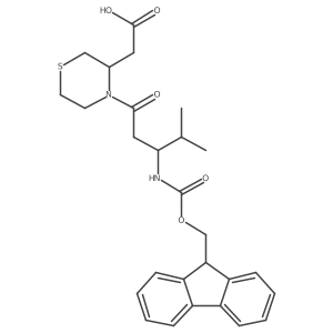 2-{4-[(3R)-3-({[(9H-fluoren-9-yl)methoxy]carbonyl}amino)-4-methylpentanoyl]thiomorpholin-3-yl}acetic acid结构式