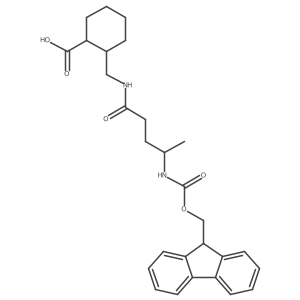 2-{[4-({[(9H-fluoren-9-yl)methoxy]carbonyl}amino)pentanamido]methyl}cyclohexane-1-carboxylic acid结构式