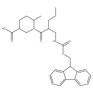 1-{2-[({[(9H-fluoren-9-yl)methoxy]carbonyl}amino)methyl]pentanoyl}-6-methylpiperidine-3-carboxylic acid结构式