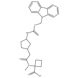 rac-1-{2-[(1R,3S)-3-({[(9H-fluoren-9-yl)methoxy]carbonyl}amino)cyclopentyl]-N-methylacetamido}cyclobutane-1-carboxylic acid Structure