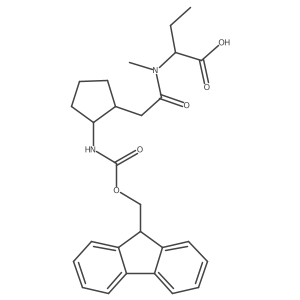 rac-2-{2-[(1R,2S)-2-({[(9H-fluoren-9-yl)methoxy]carbonyl}amino)cyclopentyl]-N-methylacetamido}butanoic acid结构式
