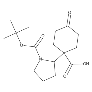1-{1-[(Tert-butoxy)carbonyl]pyrrolidin-2-yl}-4-oxocyclohexane-1-carboxylic acid Structure