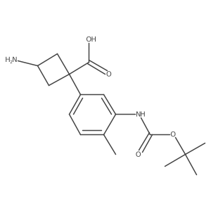 3-Amino-1-(3-{[(tert-butoxy)carbonyl]amino}-4-methylphenyl)cyclobutane-1-carboxylic acid结构式