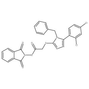 1,3-dioxo-2,3-dihydro-1H-isoindol-2-yl 2-{[4-benzyl-5-(2,4-dichlorophenyl)-4H-1,2,4-triazol-3-yl]sulfanyl}acetate结构式