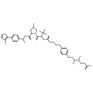 (2S,4S)-1-[(2S)-2-[5-[4-[[(1R,2S)-2,5-diamino-1-methyl-5-oxo-pentoxy]methyl]phenyl]pentanoylamino]-3,3-dimethyl-butanoyl]-4-hydroxy-N-[(1S)-1-[4-(4-methylthiazol-5-yl)phenyl]ethyl]pyrrolidine-2-carboxamide结构式