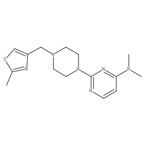 N,N-dimethyl-2-{4-[(2-methyl-1,3-thiazol-4-yl)methyl]piperazin-1-yl}pyrimidin-4-amine结构式