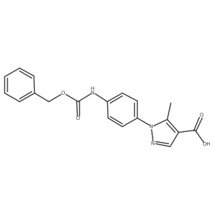 1-(4-{[(benzyloxy)carbonyl]amino}phenyl)-5-methyl-1H-pyrazole-4-carboxylic acid结构式