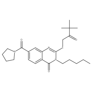 2-((3,3-dimethyl-2-oxobutyl)thio)-3-pentyl-7-(pyrrolidine-1-carbonyl)quinazolin-4(3H)-one Structure