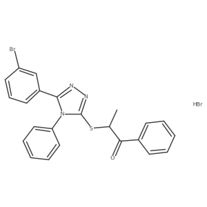 2-((5-(3-bromophenyl)-4-phenyl-4H-1,2,4-triazol-3-yl)thio)-1-phenylpropan-1-one hydrobromide Structure