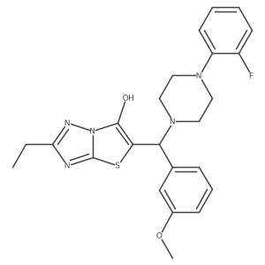 2-Ethyl-5-((4-(2-fluorophenyl)piperazin-1-yl)(3-methoxyphenyl)methyl)thiazolo[3,2-b][1,2,4]triazol-6-ol结构式