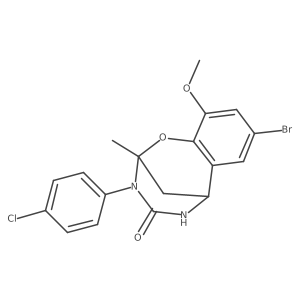 8-bromo-3-(4-chlorophenyl)-10-methoxy-2-methyl-5,6-dihydro-2H-2,6-methanobenzo[g][1,3,5]oxadiazocin-4(3H)-one结构式