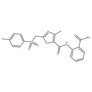 N-(2-Carbamoylphenyl)-4-methyl-2-(tosylmethyl)thiazole-5-carboxamide结构式
