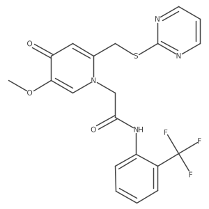 2-(5-methoxy-4-oxo-2-((pyrimidin-2-ylthio)methyl)pyridin-1(4H)-yl)-N-(2-(trifluoromethyl)phenyl)acetamide Structure