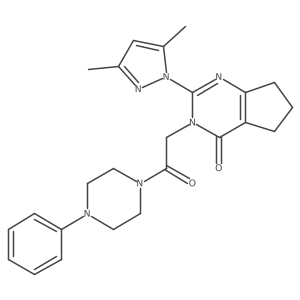 2-(3,5-dimethyl-1H-pyrazol-1-yl)-3-(2-oxo-2-(4-phenylpiperazin-1-yl)ethyl)-6,7-dihydro-3H-cyclopenta[d]pyrimidin-4(5H)-one Structure
