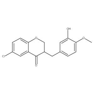 6-Chloro-2,3-dihydro-3-[(3-hydroxy-4-methoxyphenyl)methyl]-4H-1-benzopyran-4-one结构式