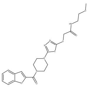 2-((5-(4-(benzofuran-2-carbonyl)piperazin-1-yl)-1,3,4-thiadiazol-2-yl)thio)-N-(2-methoxyethyl)acetamide Structure