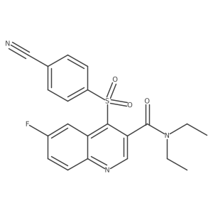 4-((4-cyanophenyl)sulfonyl)-N,N-diethyl-6-fluoroquinoline-3-carboxamide Structure