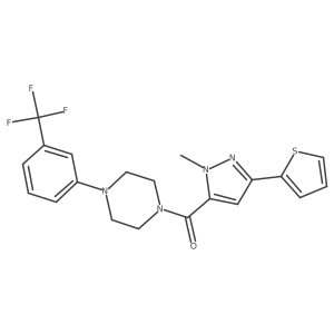 (1-methyl-3-(thiophen-2-yl)-1H-pyrazol-5-yl)(4-(3-(trifluoromethyl)phenyl)piperazin-1-yl)methanone结构式