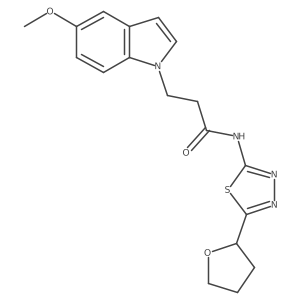3-(5-methoxy-1H-indol-1-yl)-N-[(2E)-5-(tetrahydrofuran-2-yl)-1,3,4-thiadiazol-2(3H)-ylidene]propanamide结构式