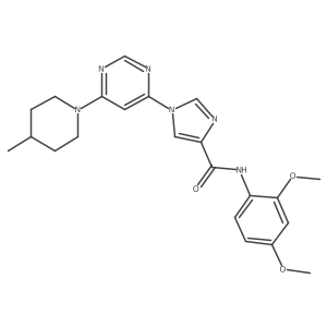 N-(2,4-dimethoxyphenyl)-1-[6-(4-methylpiperidin-1-yl)pyrimidin-4-yl]-1H-imidazole-4-carboxamide结构式