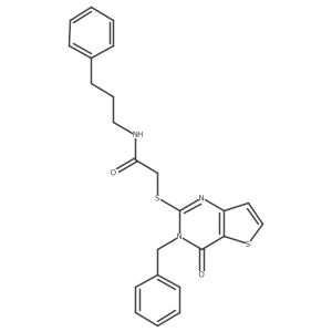 2-({3-benzyl-4-oxo-3H,4H-thieno[3,2-d]pyrimidin-2-yl}sulfanyl)-N-(3-phenylpropyl)acetamide Structure