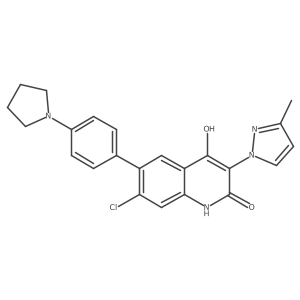 2(1H)-Quinolinone, 7-chloro-4-hydroxy-3-(3-methyl-1H-pyrazol-1-yl)-6-[4-(1-pyrrolidinyl)phenyl]-结构式