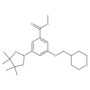 3-(Tetrahydropyran-4-ylmethoxy)-5-(4,4,5,5-tetramethyl-[1,3,2]dioxaborolan-2-yl)-benzoic acid methyl ester结构式