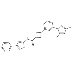 1-(6-(3,5-dimethyl-1H-pyrazol-1-yl)pyrimidin-4-yl)-N-(4-(pyridin-2-yl)thiazol-2-yl)azetidine-3-carboxamide Structure