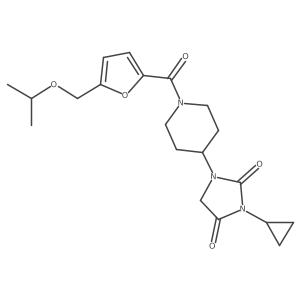 3-Cyclopropyl-1-(1-{5-[(propan-2-yloxy)methyl]furan-2-carbonyl}piperidin-4-yl)imidazolidine-2,4-dione Structure