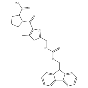 (2S)-1-{2-[({[(9H-fluoren-9-yl)methoxy]carbonyl}amino)methyl]-5-methyl-1,3-thiazole-4-carbonyl}pyrrolidine-2-carboxylic acid结构式