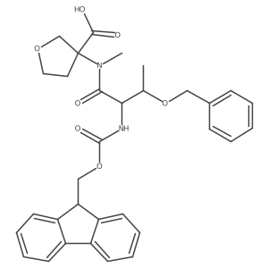 3-[(2R,3S)-3-(benzyloxy)-2-({[(9H-fluoren-9-yl)methoxy]carbonyl}amino)-N-methylbutanamido]oxolane-3-carboxylic acid Structure