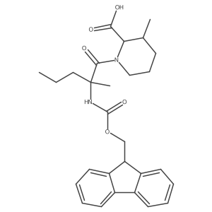 1-[2-({[(9H-fluoren-9-yl)methoxy]carbonyl}amino)-2-methylpentanoyl]-3-methylpiperidine-2-carboxylic acid Structure