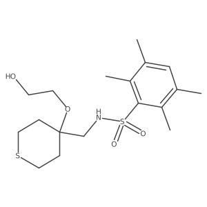 N-((4-(2-hydroxyethoxy)tetrahydro-2H-thiopyran-4-yl)methyl)-2,3,5,6-tetramethylbenzenesulfonamide结构式