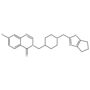 3-{[1-({4H,5H,6H-cyclopenta[d][1,3]thiazol-2-yl}methyl)piperidin-4-yl]methyl}-7-fluoro-3,4-dihydroquinazolin-4-one结构式