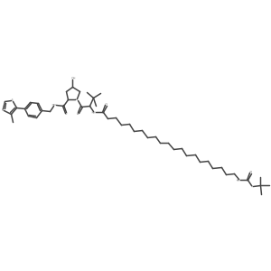 tert-butyl N-[21-[[(1S)-1-[(2S,4R)-4-hydroxy-2-[[4-(4-methylthiazol-5-yl)phenyl]methylcarbamoyl]pyrrolidine-1-carbonyl]-2,2-dimethyl-propyl]amino]-21-oxo-henicosyl]carbamate结构式