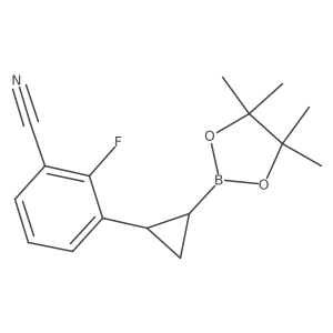 2-Fluoro-3-[trans-2-(4,4,5,5-tetramethyl-1,3,2-dioxaborolan-2-yl)cyclopropyl]benzonitrile结构式