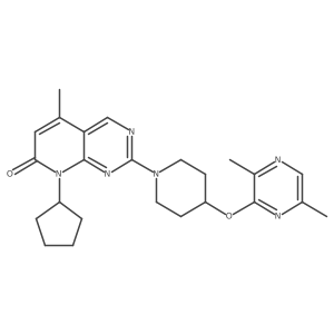 8-cyclopentyl-2-{4-[(3,6-dimethylpyrazin-2-yl)oxy]piperidin-1-yl}-5-methyl-7H,8H-pyrido[2,3-d]pyrimidin-7-one结构式