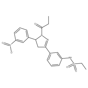 N-(3-(5-(3-nitrophenyl)-1-propionyl-4,5-dihydro-1H-pyrazol-3-yl)phenyl)ethanesulfonamide结构式