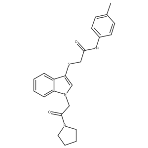 2-((1-(2-oxo-2-(pyrrolidin-1-yl)ethyl)-1H-indol-3-yl)thio)-N-(p-tolyl)acetamide结构式