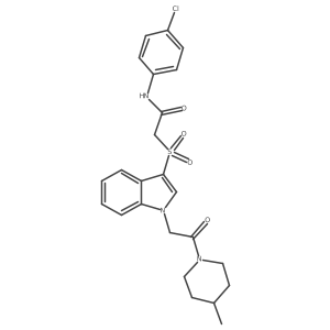 N-(4-chlorophenyl)-2-((1-(2-(4-methylpiperidin-1-yl)-2-oxoethyl)-1H-indol-3-yl)sulfonyl)acetamide Structure