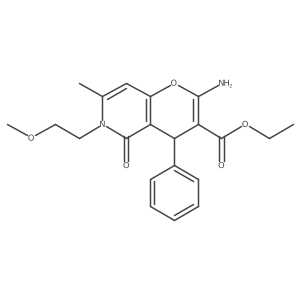 ethyl 2-amino-6-(2-methoxyethyl)-7-methyl-5-oxo-4-phenyl-5,6-dihydro-4H-pyrano[3,2-c]pyridine-3-carboxylate Structure