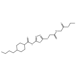 ethyl 2-[[2-[[5-[(4-butylcyclohexanecarbonyl)amino]-1,3,4-thiadiazol-2-yl]sulfanyl]acetyl]amino]acetate Structure