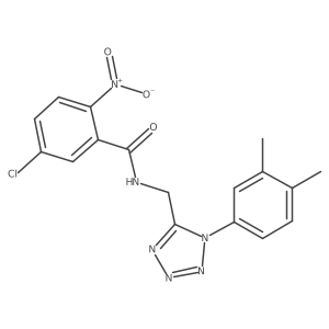 5-chloro-N-((1-(3,4-dimethylphenyl)-1H-tetrazol-5-yl)methyl)-2-nitrobenzamide结构式